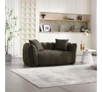 Nirvaer Pouf poire doux avec noyau en mousse haute résilience pour deux personnes, canapé inclinable carré confortable, vert olive