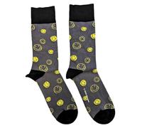 Nirvana Ankle Chaussettes Mixed Smile Nouveau Officiel Homme Charcoal Gris (Uk Size UK Size 7-11
