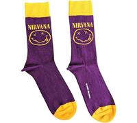 Nirvana Chaussettes Yellow Happy Face (Purple) (UK Taille 7-11) Officiel