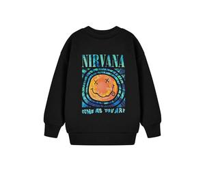 Nirvana Col Rond en Polaire pour Enfants | T-Shirt Graphique Noir Classique à Manches Longues avec Logo de Bande | Thème Musical, venez comme Vous êtes | Haut de Marchandise de Bande