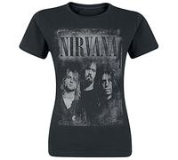 Nirvana Faded Faces Femme T-Shirt Manches Courtes Noir S 100% Coton Regular/Coupe Standard