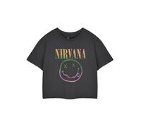 Nirvana Gris Rainbow Logo T-shirt court à manches courtes Femme