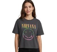 Nirvana Gris Rainbow Logo T-shirt court à manches courtes Femme