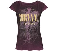 Nirvana in Utero Dye Femme T-Shirt Manches Courtes Lie-de-vin 100% Coton Regular/Coupe Standard