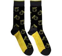 Rock Off Chaussettes cheville Nirvana Jaune motif smiley Grunge Taille unique