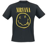 NIRVANA Men's Nirvana - Smiley Short Sleeve T-Shirt L Black