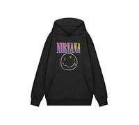 Nirvana Sweat-Shirt à Capuche | Haut Classique Noir avec Logo de Groupe de Musique Multicolore | Pull à Manches Longues avec Poche Avant | Vêtements décontractés Unisexes pour Adultes