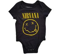 Nirvana Official Yellow Smiley Black Cotton Kids Baby Grow 0-3 Months Toddler