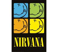 Nirvana - Poster "Smiley Squares" PM4091 (91,5 cm x 61 cm) (Bleu/Vert/Jaune/Orange)