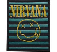 Nirvana - rayé - Ecusson thermocollant "Smiley" Logo RO5132 (taille unique) (Noir/Vert/Jaune)