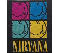 Nirvana - Smiley carré - Ecusson thermocollant - Polyester RO4299 (taille unique) (Noir)
