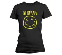 Nirvana 'Smiley Logo' (Noir) T-Shirt Slim Femme