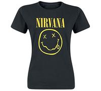 Nirvana Smiley Logo T-Shirt pour Femme Noir
