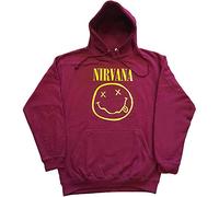 Nirvana Sweat à Capuche Jaune Smile Band Logo Nouveau Officiel Unisexe Maroon Taille S