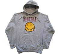 Nirvana Sweat-Shirt À Capuche Smile Rose Band Logo Nouveau Officiel Unisex Gris Size M