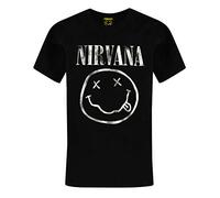 Nirvana T-Shirt Boys | Tee-Shirt Smiley Face Logo Band | Noir Manches Courtes Kids Top