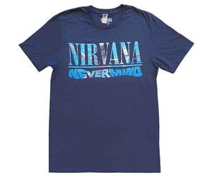 Nirvana T Shirt Nevermind Band Logo Nouveau Officiel Homme Navy Bleu Size S