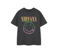 Nirvana T-Shirt pour Enfants Arc-en-Ciel | Tee-Shirt Graphique Gris avec Logo Arc-en-Ciel | Chemise Unisexe à Manches Courtes pour Enfants | Marchandises de Groupe de Rock