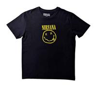 Nirvana T-Shirt pour Homme | T-Shirt Graphique à Manches Courtes pour Adultes en Noir | Haut Classique Grunge Vieilli avec Logo imprimé | Cadeau Vintage Rock Band