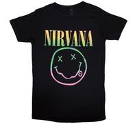 Nirvana T Shirt Sorbet Ray Smile Band Logo Nouveau Officiel Femme Boyfriend Fit Size S