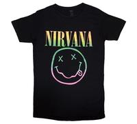 Nirvana T Shirt Sorbet Ray Smile Band Logo Nouveau Officiel Femme Boyfriend Fit Size S
