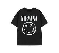 Nirvana T-Shirts pour Enfants | T-Shirt Graphique à Manches Courtes pour garçons et Filles in Noir | Haut de vêtements imprimé avec Logo de Bande en détresse Grunge Classique