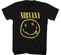 Nirvana Yellow Happy Face Black XL T-shirt