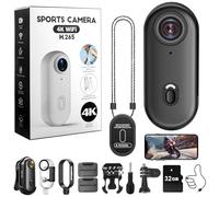 Nisanmoon Caméra d'action WiFi 4K, Mini Caméra d'action Sportive 170°, Caméra pour Casque de Moto, Caméra Vidéo Portable Étanche 32 Go avec Aimant pour Le Cyclisme et la Pêche