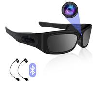 Nisanmoon Lunettes de Soleil Caméra Cachée, HD 1080p Lunettes Mini Caméra Espion, Lunettes de Soleil Sport Caméra Cachée avec Bluetooth pour Jouer de la Musique, Prendre des Photos et des Vidéos