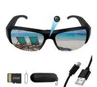 Nisanuki Caméra Espion, 32GB Mini Lunette Espion, 1080P HD Camera Cachee Lunettes de Soleil, Portable Caméscope Sport Enregistreur Vidéo Prise de Photos pour Intérieur Extérieur
