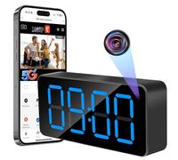 Nisanuki Caméra Espion WiFi 5G, Mini Camera Cachée Réveil sans Fil HD 1080P Caméra de Surveillance Discrete Micro Camera a Distance Discrete Enregistreur Nocturne Détection de Mouvement Tuya APP