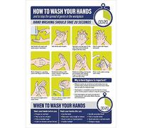Nisbets FJ978 Panneau autocollant How to Wash Your Hands Format A4 210 mm x 297 mm Jaune