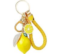 NISCAYA Joli Porte-clés Citron Petit Citron en Cristal avec Strass Porte-clés Fruit pour Sac à Main Sac à Dos Voiture Bijou Cadeau pour Femmes Hommes