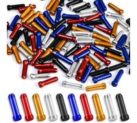 NISENTIA Lot de 100 embouts de câble Bowden, embouts pour câble de frein, câble de vitesse, embouts de vélo colorés, en alliage d'aluminium, pour VTT (noir, argent, rouge, bleu, doré)