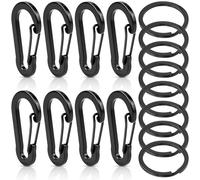 NISENTIA Lot de 8 petits mousquetons - 5 cm - En aluminium - Noir - Pour clés, camping, sac à dos, pêche