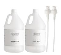 NISGUR Gel douche d'hôtel de 3,8 l chacun avec distributeur à pompe supplémentaire pour recharger le distributeur mural et sur support Aloe vera, extrait de thé vert infusé pour articles de toilette