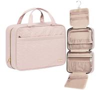 NISHEL Trousse de toilette de voyage pour femme, organiseur portable à suspendre pour shampooing, après-shampooing, brosses, accessoires de maquillage, grande taille, rose