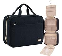 NISHEL Trousse de Toilette de Voyage pour Femme, Organiseur Portable à Suspendre pour shampooing, après-shampooing, brosses, Accessoires de Maquillage, Grande Taille, Noir, Noir, L, Élégant