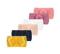 Nishin Lot de 6 bandeaux élastiques en nylon noué pour bébé fille Blanc
