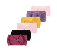 Nishin Lot de 6 bandeaux élastiques en nylon noué pour bébé fille Noir