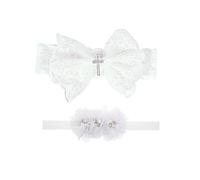 Nishine 2 Pack Baptême Serre-tête de baptême pour bébé avec nœud blanc Bandeau de cheveux pour enfant(Bouton de croix)