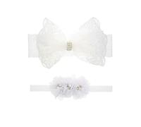 Nishine 2 Pack Baptême Serre-tête de baptême pour bébé avec nœud blanc Bandeau de cheveux pour enfant(Bouton de cercle)