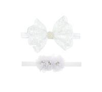 Nishine 2 Pack Baptême Serre-tête de baptême pour bébé avec nœud blanc Bandeau de cheveux pour enfant(Bouton de perle)