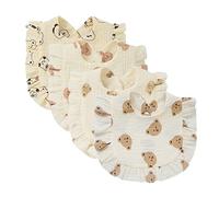 Nishine 4 PACK Ensemble de bavoirs en mousseline solide pour bébés unisexe garçons filles coton ajustable bavoirs de dentition pour l'alimentation baveuse(Set animalier)
