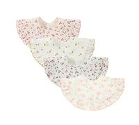 Nishine 4 pcs Bavettes en mousseline pour bébé Bavettes en coton rotatives à 360 degrés Bavettes de dentition pour garçon fille(Set de fleurs)