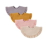 Nishine 4 pcs Bavettes en mousseline pour bébé Bavettes en coton rotatives à 360 degrés Bavettes de dentition pour garçon fille(Set jaune)