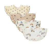 Nishine 4 pcs Bavettes en mousseline pour bébé Bavettes en coton rotatives à 360 degrés Bavettes de dentition pour garçon fille(Set arc-en-ciel)