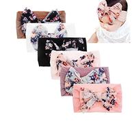 Nishine 6 packs de bandeaux élastiques en nylon souple pour bébés, filles et enfants, avec nœud, bandeau et turban(Set rose-6pcs)