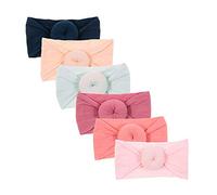 Nishine 6 packs de bandeaux élastiques en nylon souple pour bébés, filles et enfants, avec nœud, bandeau et turban(Ensemble 1)
