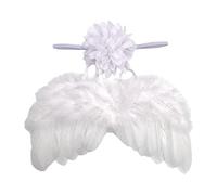 Nishine Ailes d'ange en Plumes floues + Bandeau pour bébé Cosplay Filles Costume Photographie(Fleur de Mousseline)